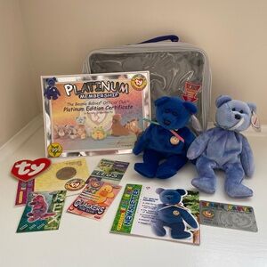 Ty Beanie Babies Vibrant Blue and Soft Purple Bears